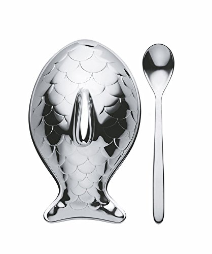 Alessi Colombina Fish FM24 saliera acciaio con cucchiaino