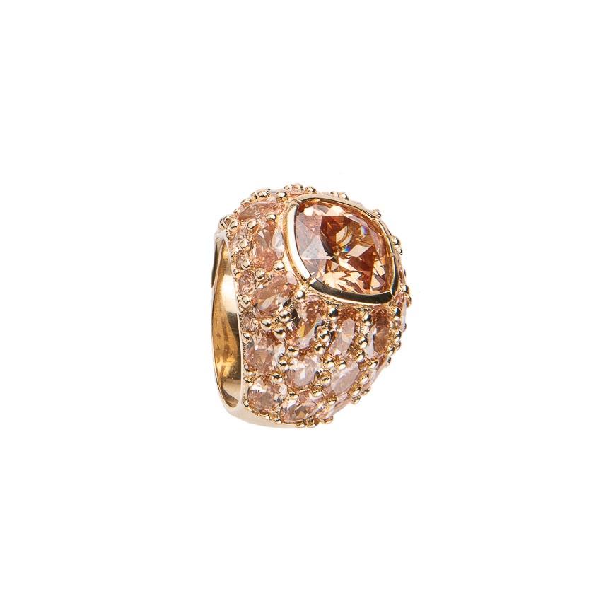 Chic Ad Hoc Anelli Anello fascia bombata argento topazio champagne
