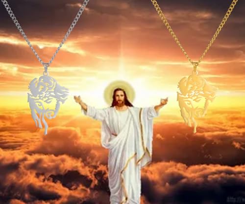 EUEAVAN Necklaces collana testa Gesù acciaio argento religiosa