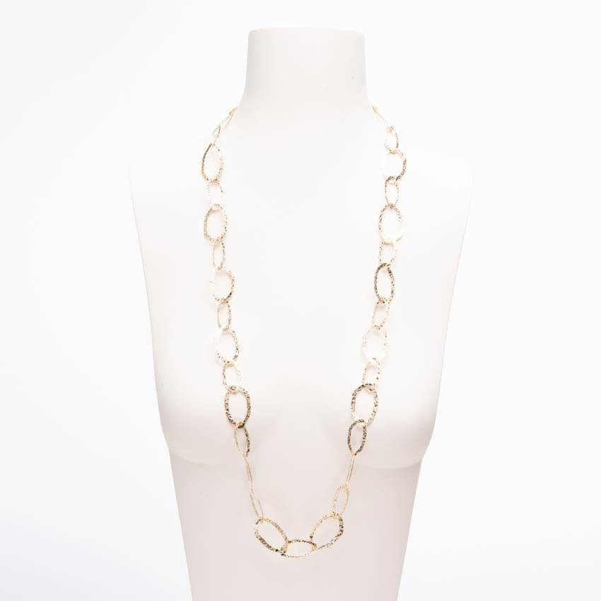 Chic Ad Hoc Collana lunga catena oro anelli battuta