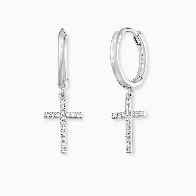 Engelsrufer Creole Orecchini Argento Croce Zirconia