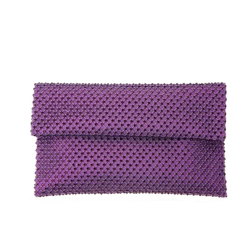 Chic Ad Hoc Borse pochette tessuto viola microcristalli