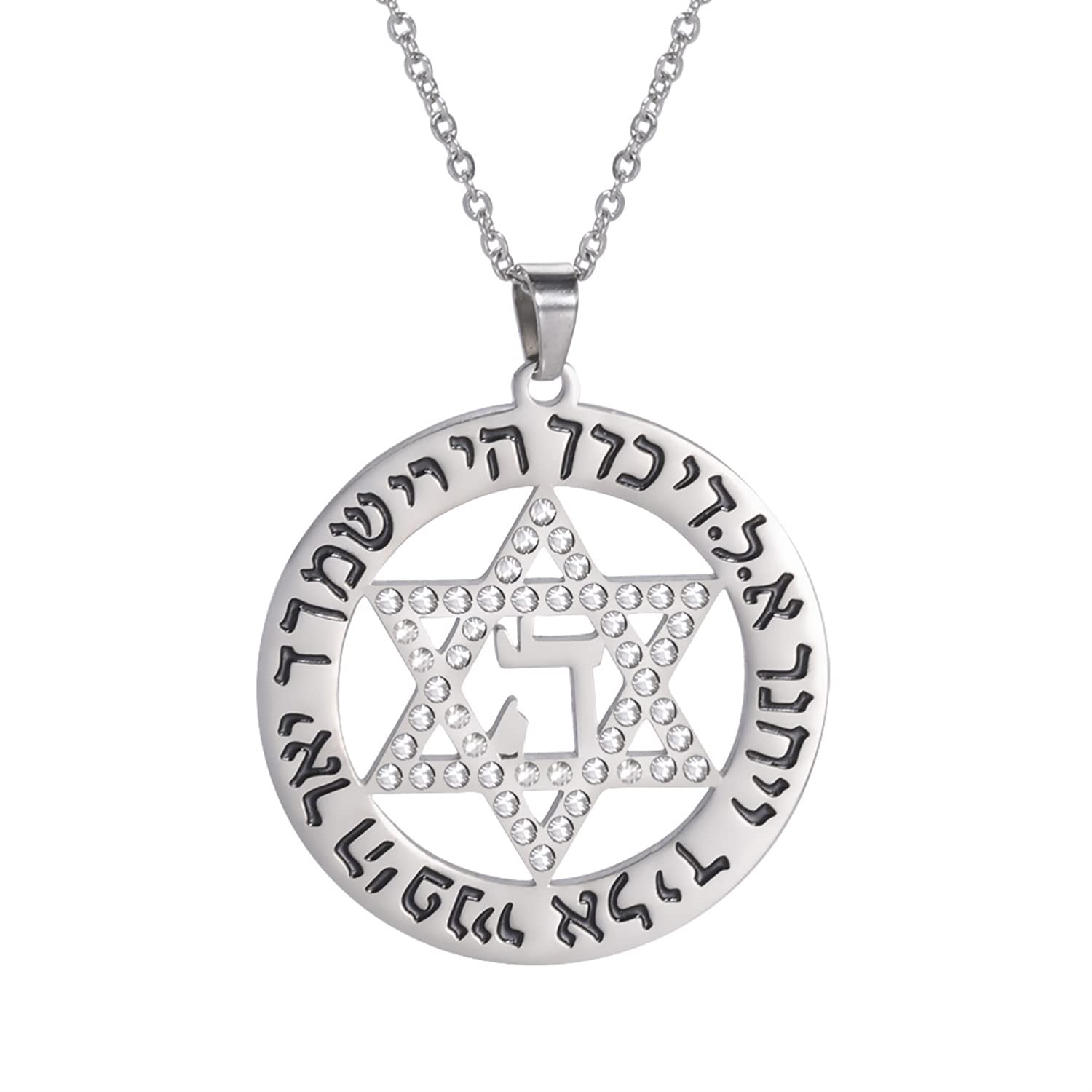 EUEAVAN Necklaces Collana Stella di David Acciaio