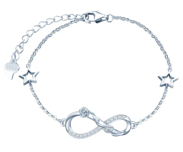 Infinionly Fashion bracciale stella argento 925 fiore rosa zirconi