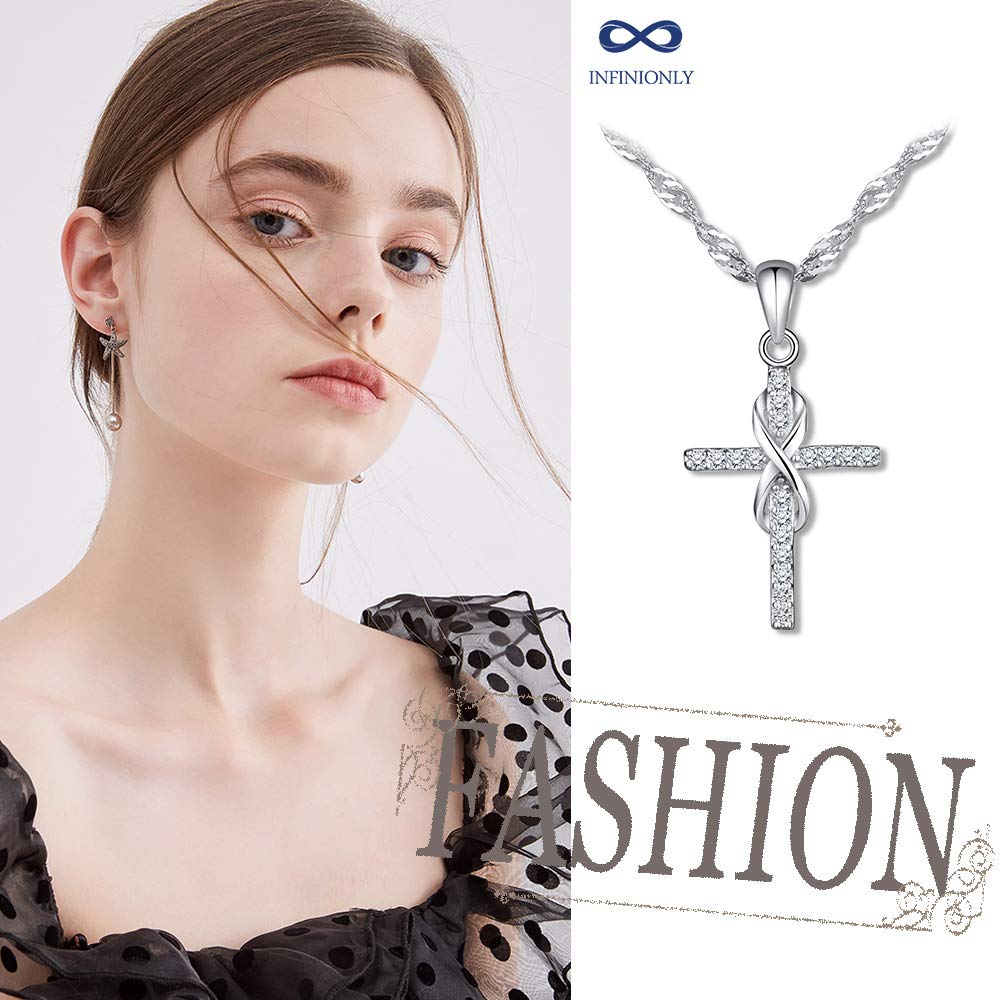 Infinionly Collana Argento 925 Croce Infinito Silver
