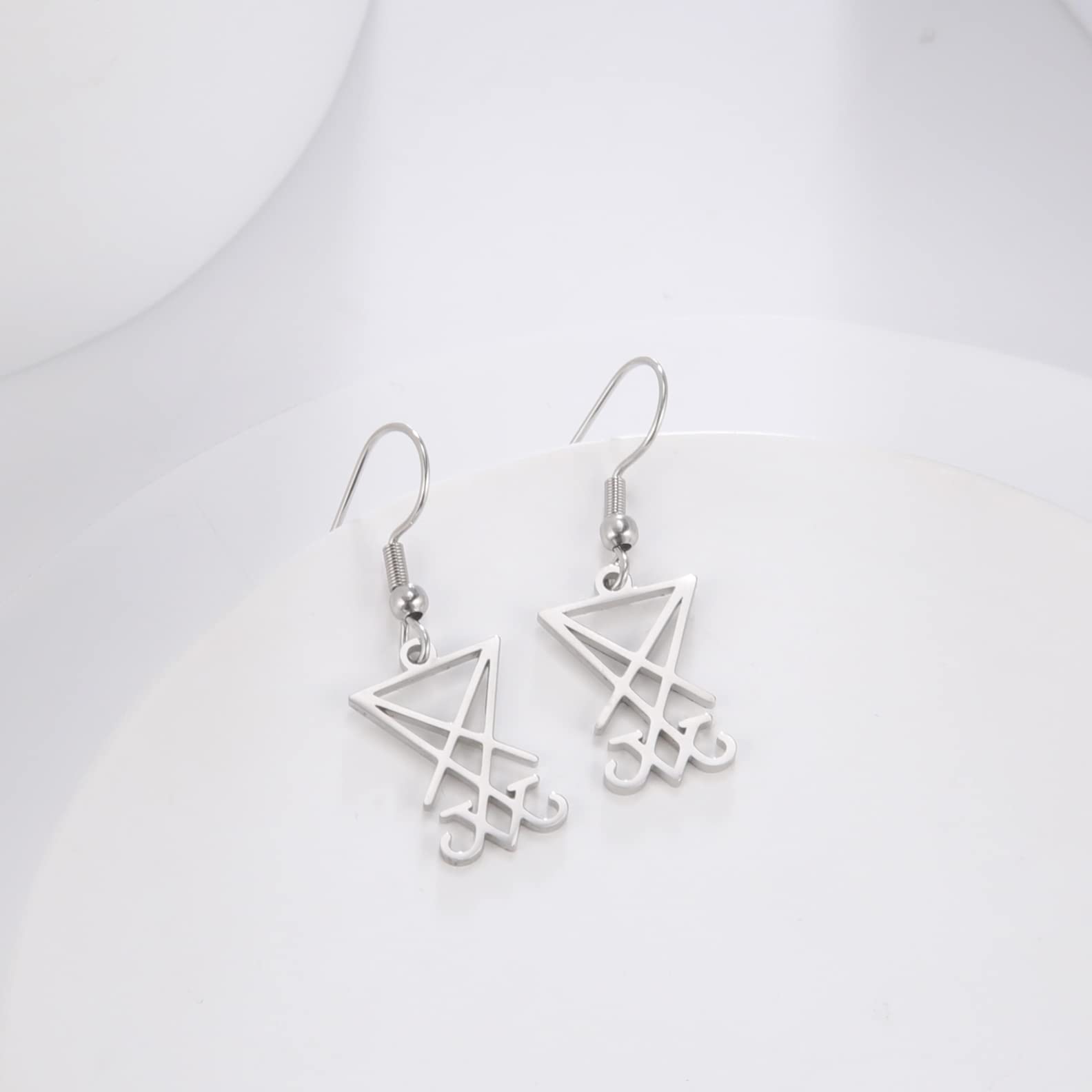 EUEAVAN Earrings Orecchini Lucifero Argento Acciaio