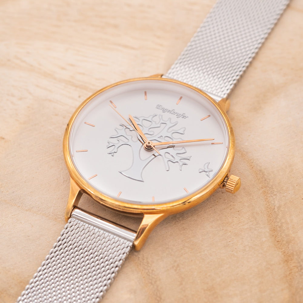 Engelsrufer Lebensbaum orologio bicolor mesh albero vita