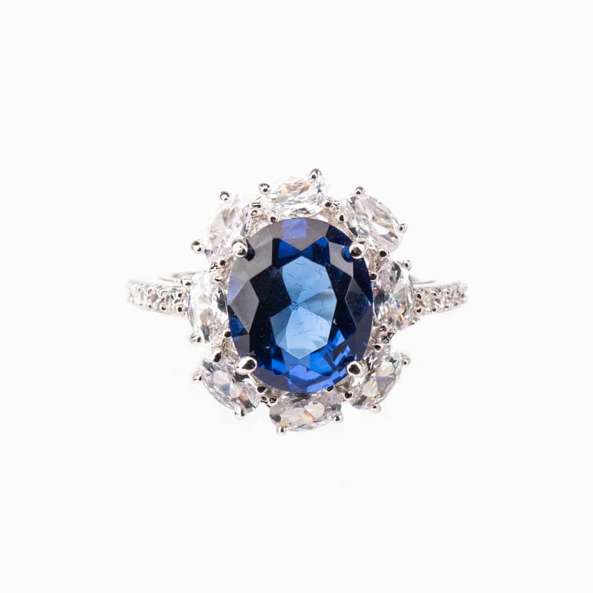 Chic Ad Hoc Anelli Anello Fiore Zaffiro Petali Crystal