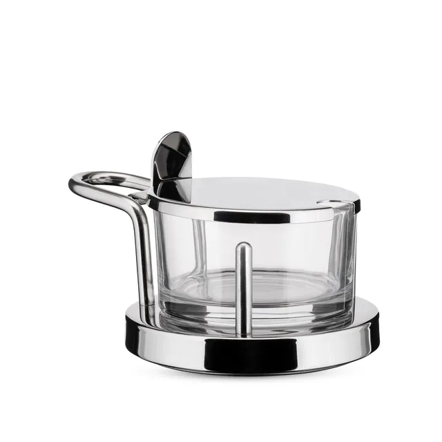 Alessi 5071 Formaggiera in Vetro e Acciaio 11 cm Sottsass