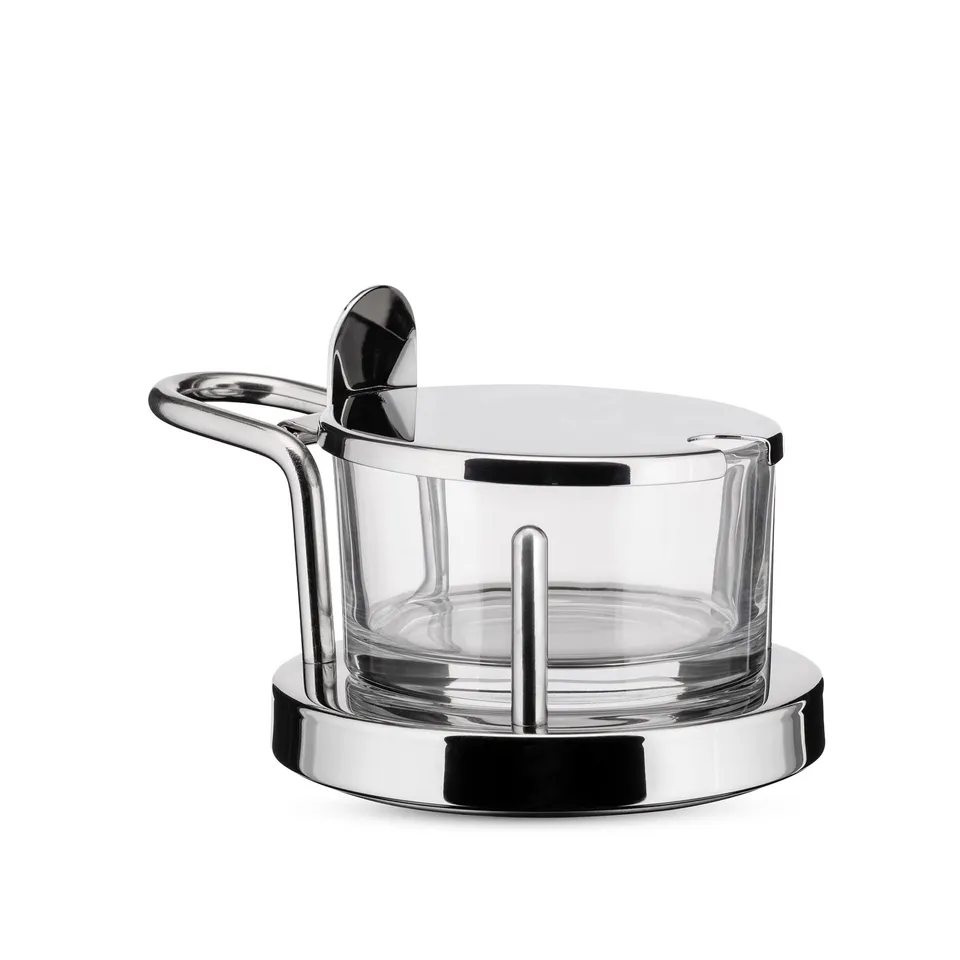 Alessi 5071 Formaggiera in Vetro e Acciaio 11 cm Sottsass
