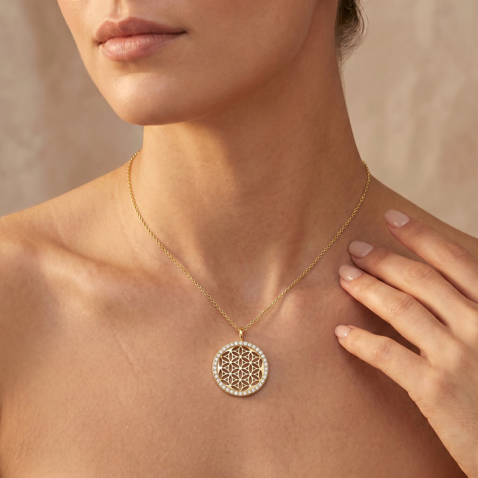 Engelsrufer Anhänger Pendente Fiore Vita Oro Zirconia