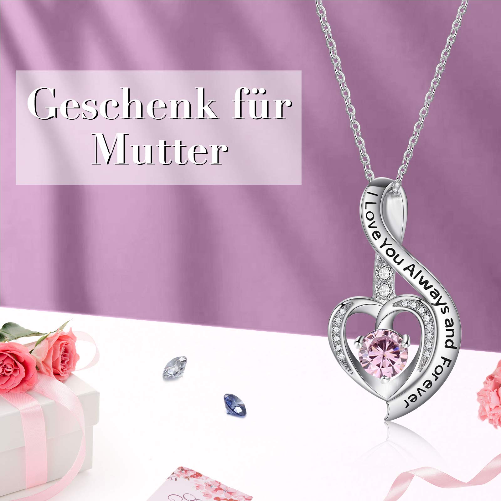 Jessemade Gioielli Collana cuore argento 925 mamma