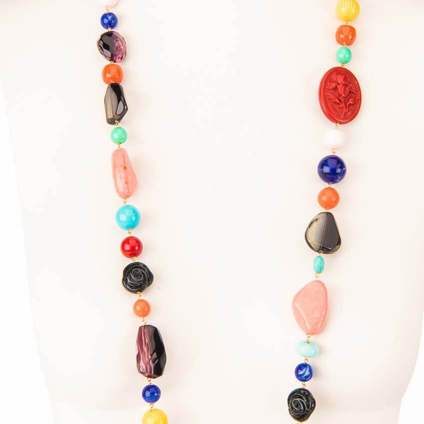 Chic Ad Hoc Collana Lunga Resine Multicolor Donna
