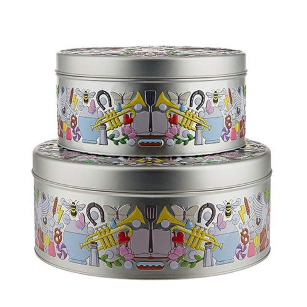Alessi Garybaldi SJ03S2 barattoli latta set 2 pezzi decorati