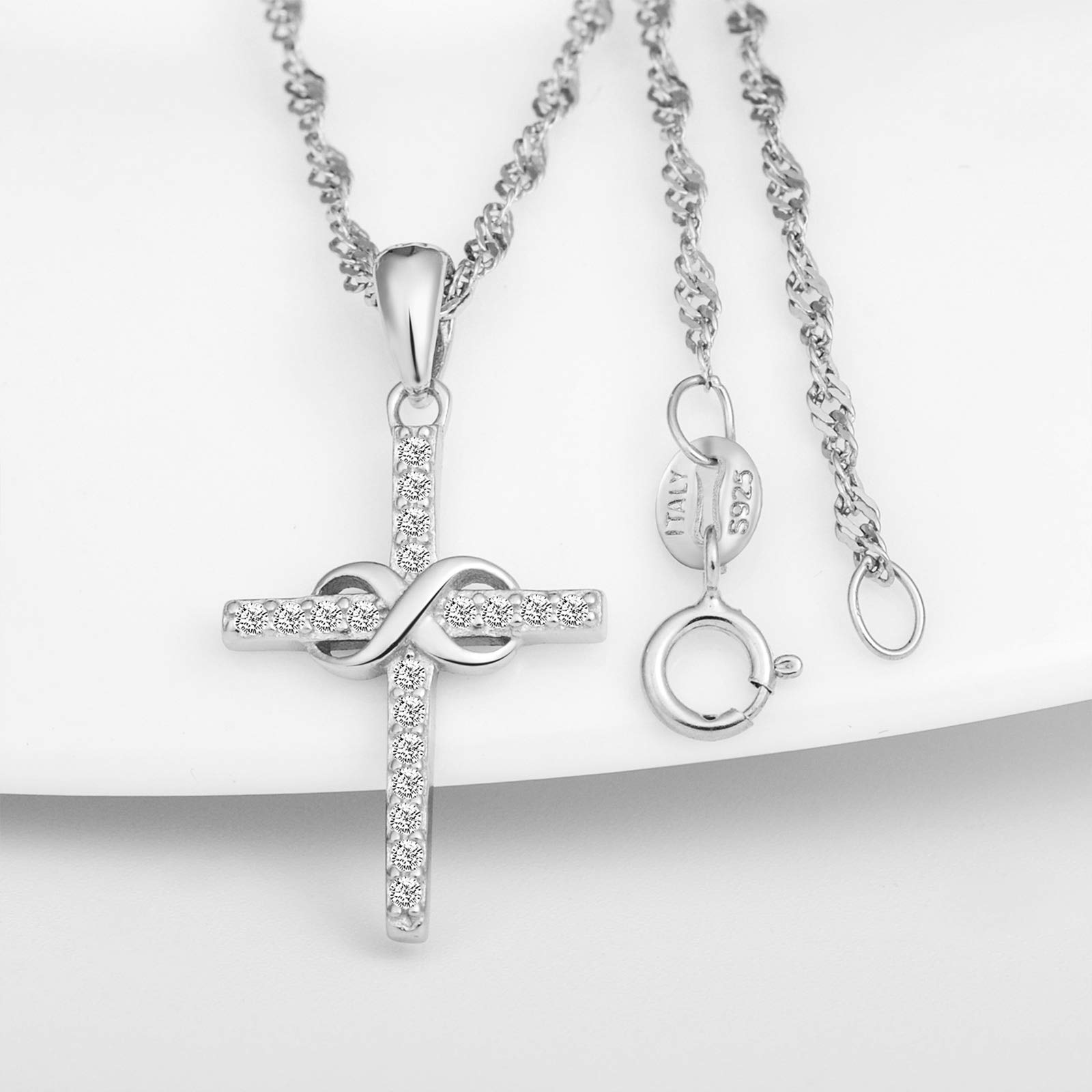 INFINIONLY Fashion Necklaces collana Silver-necklace croce