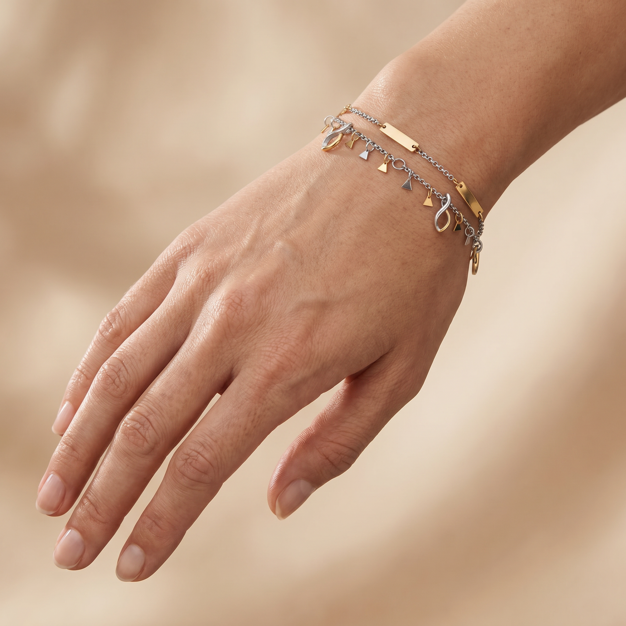 Engelsrufer Boho Triangle bracciale acciaio bicolor