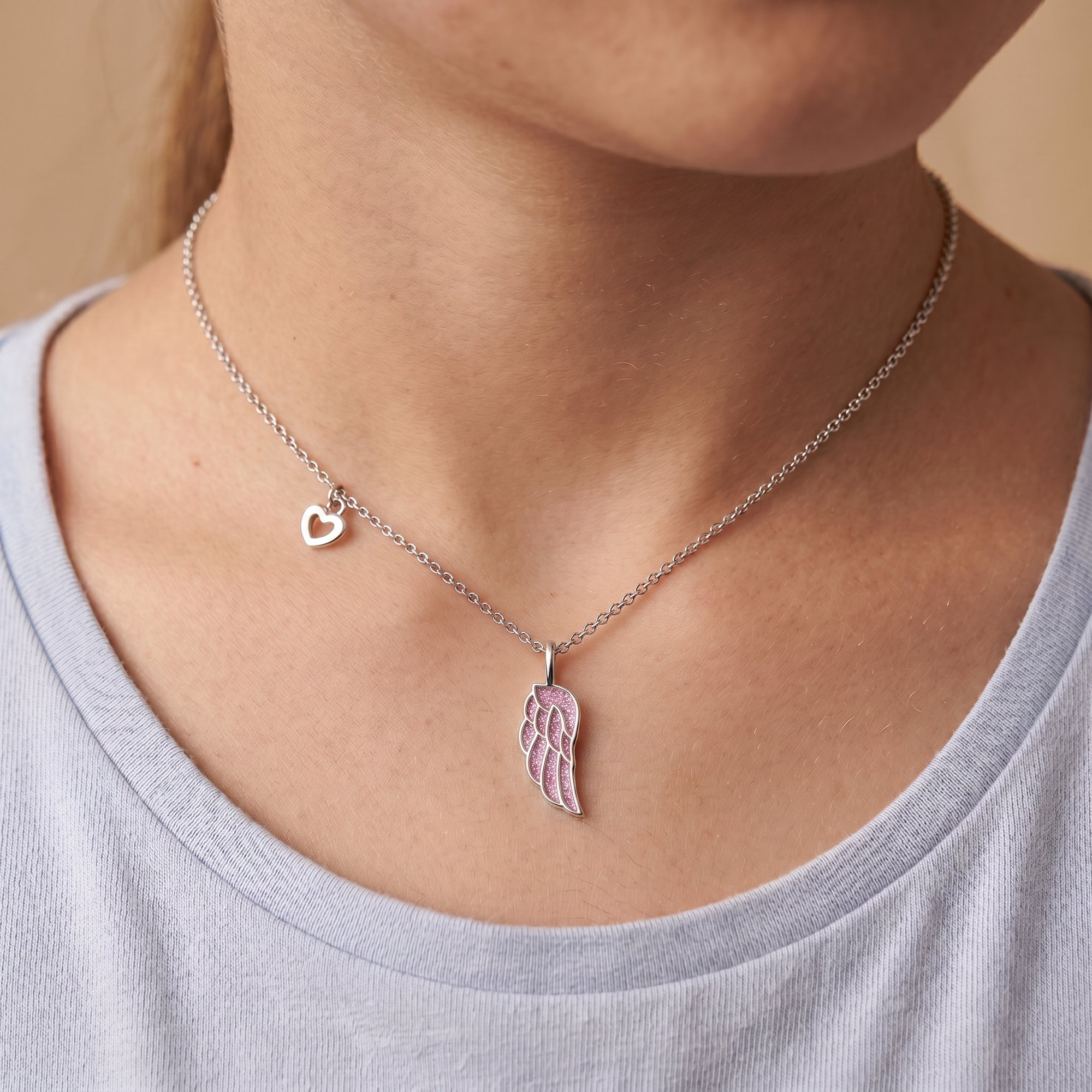 Engelsrufer Kinder Glitzerflügel collana acciaio smalto