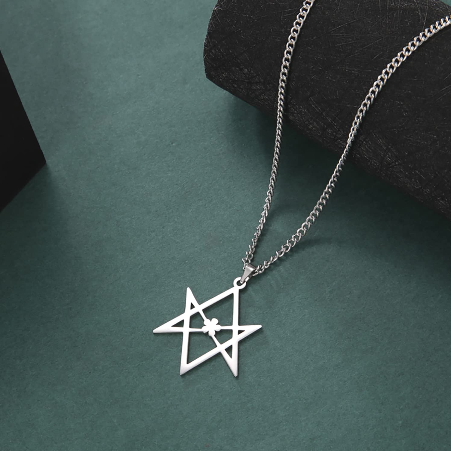 Eueavan Necklaces collana esagramma fiore Argento1