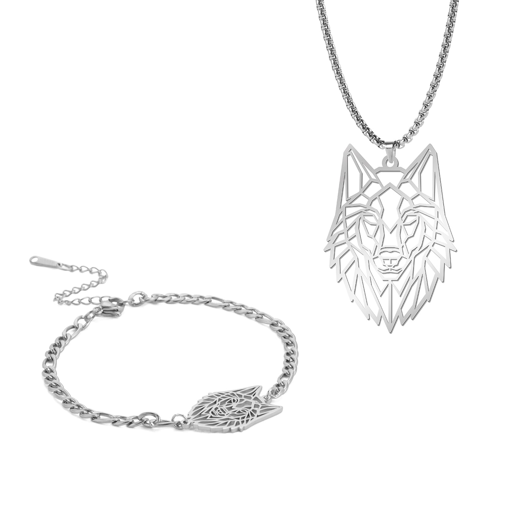 EUEAVAN Bracelets bracciale lupo vichingo argento