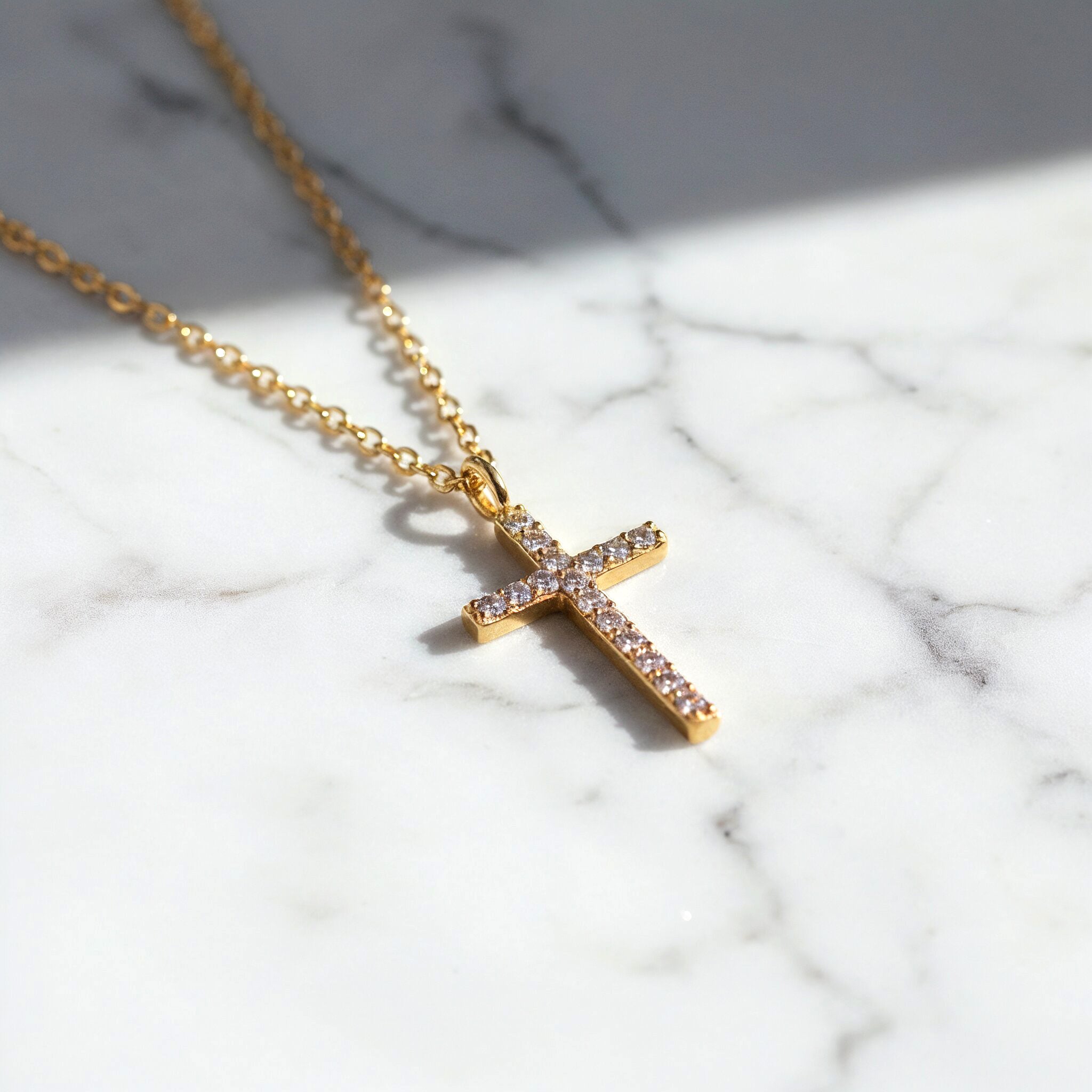 Engelsrufer collana oro 375 croce diamanti donna