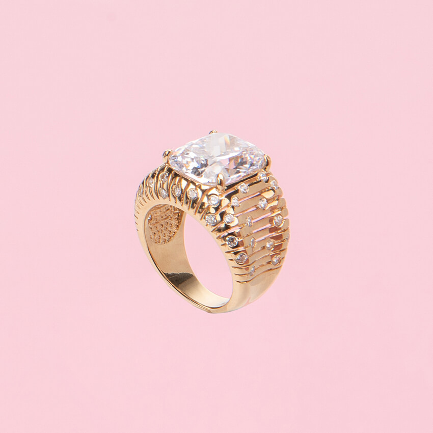 Chic Ad Hoc Anello a fascia pietra centrale crystal