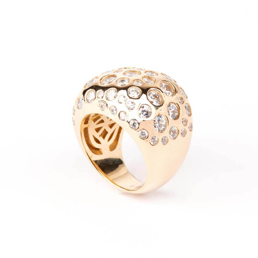 Chic Ad Hoc fascia bombata anello argento zirconi