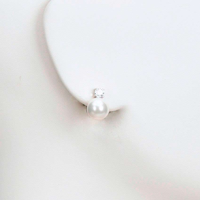 Chic Ad Hoc Orecchino clip perla 10mm zircone bianco