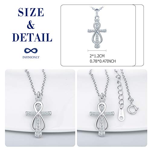 INFINIONLY Fashion Croce Collana Argento 925 Zircone