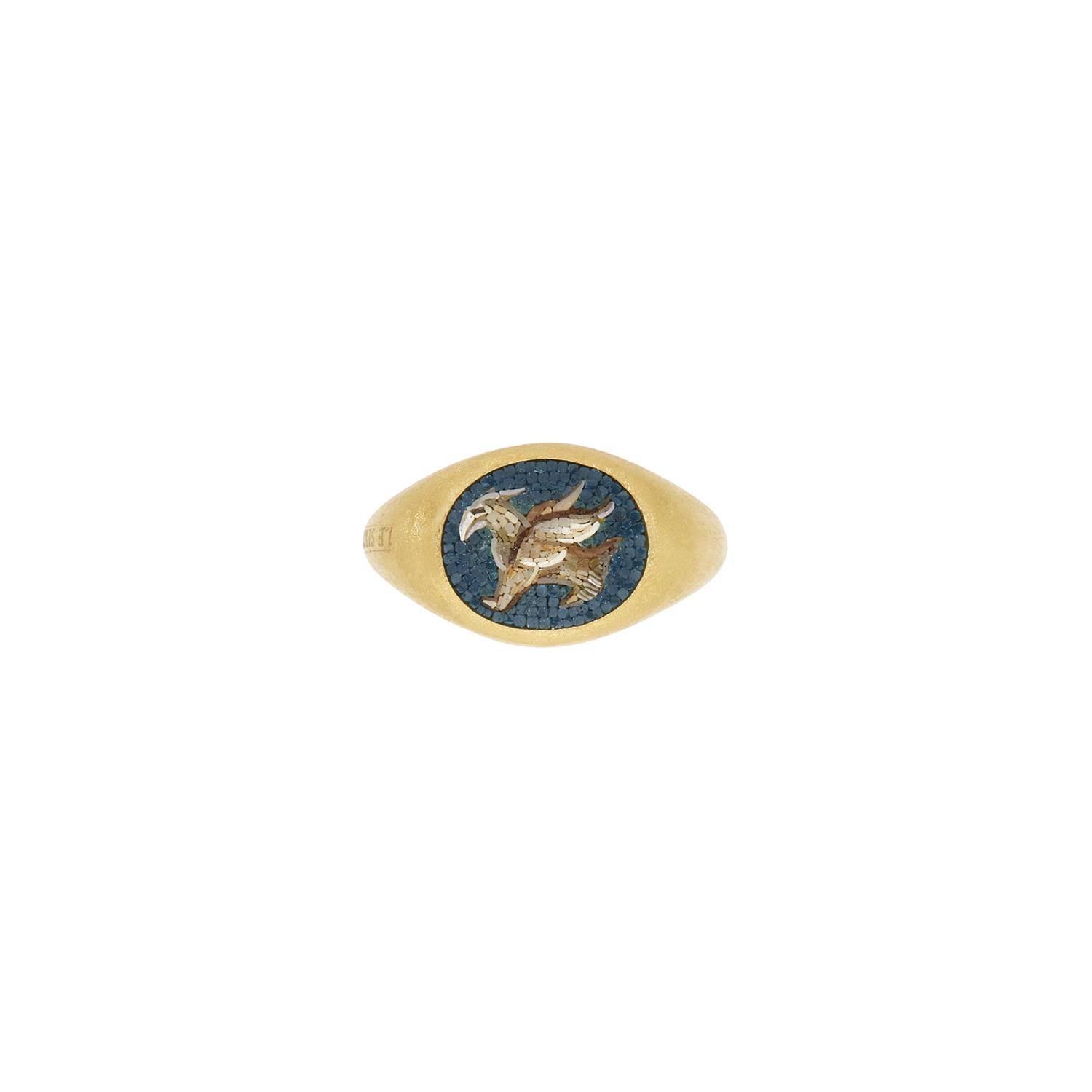 Le Sibille Grifone anello oro giallo 18 ct mosaico romano