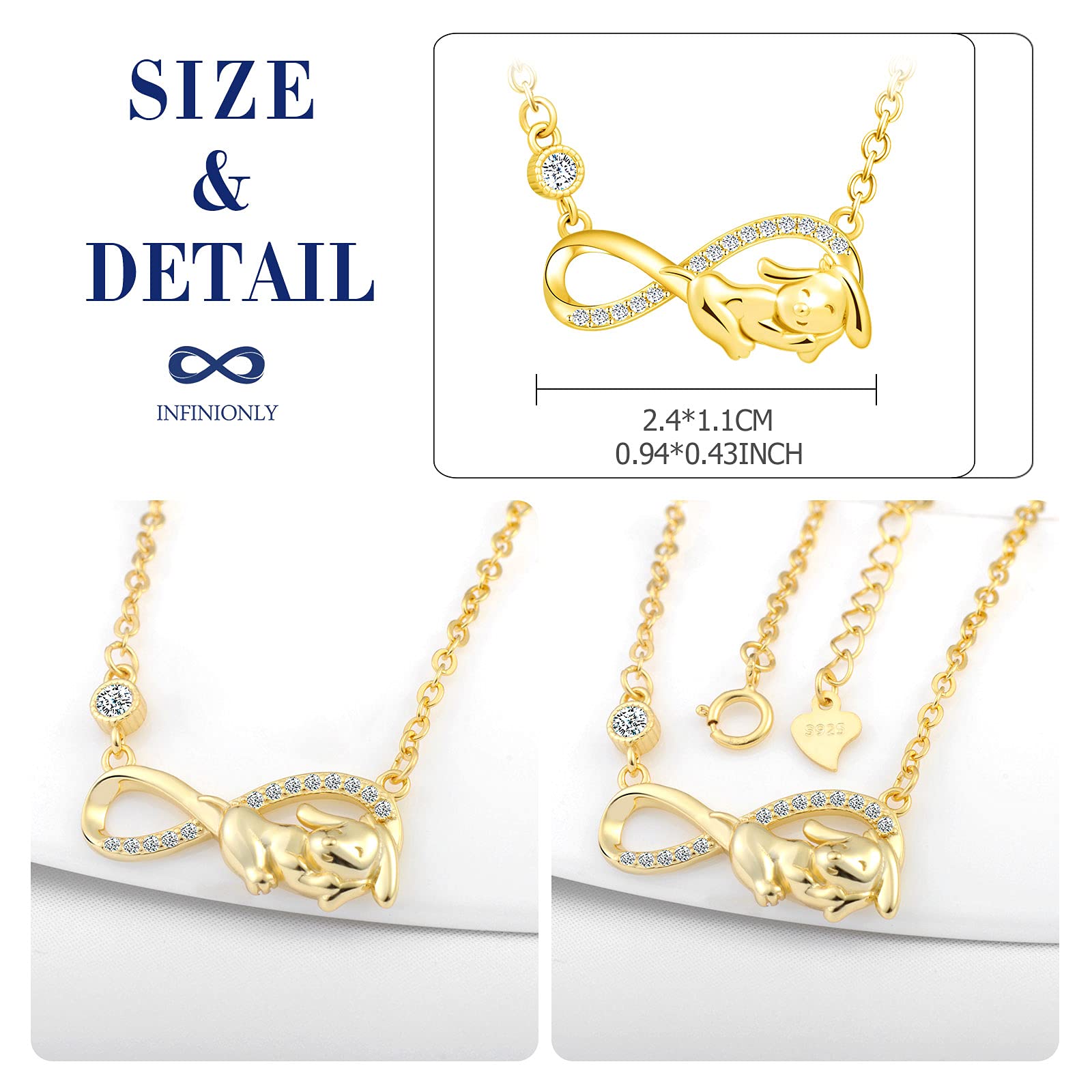 INFINIONLY Fashion Necklaces collana infinito cucciolo oro argento