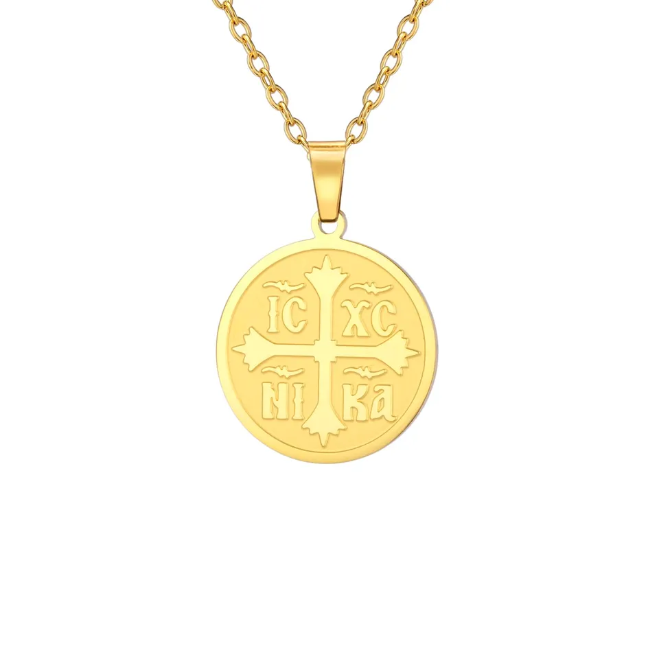 Eueavan Croce Ortodossa Collana Oro IC XC NIKA Religiosa