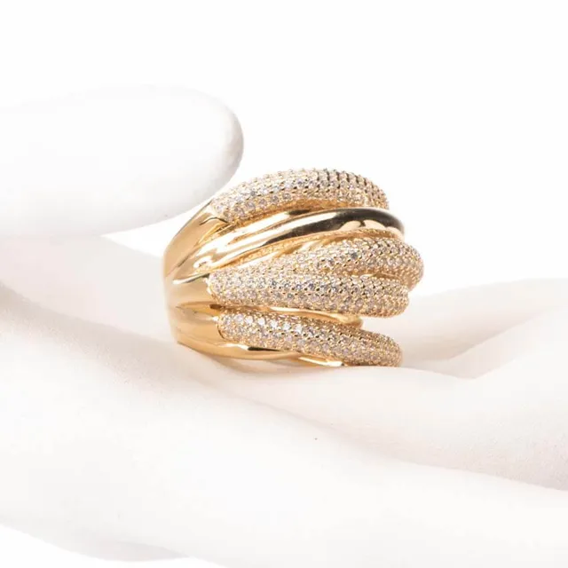 Chic Ad Hoc Anelli Anello Argento Fascia Alta Intreccio