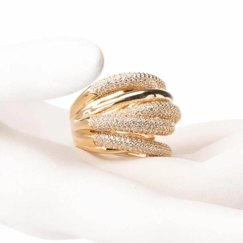 Chic Ad Hoc Anelli Anello Argento Fascia Alta Intreccio