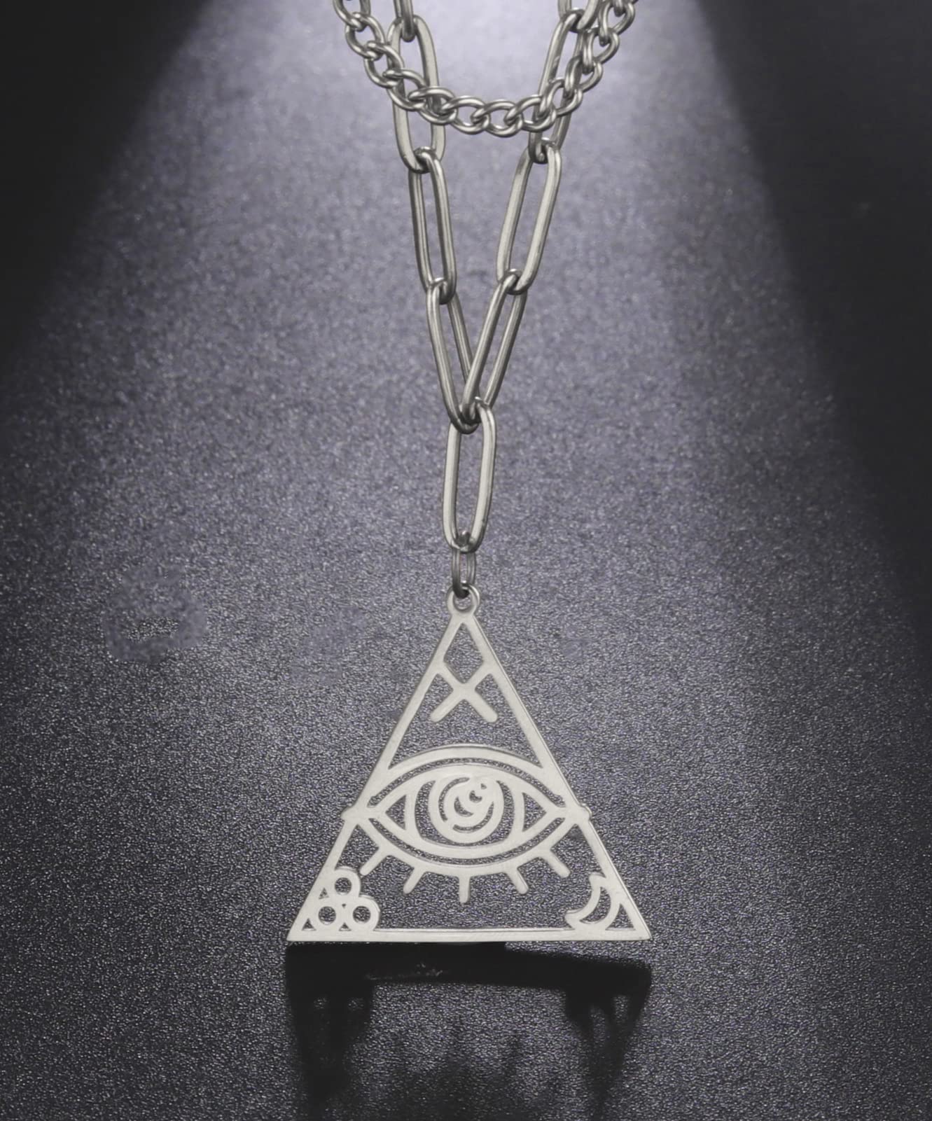 EUEAVAN Necklaces Collana occhio Horus acciaio triangolo