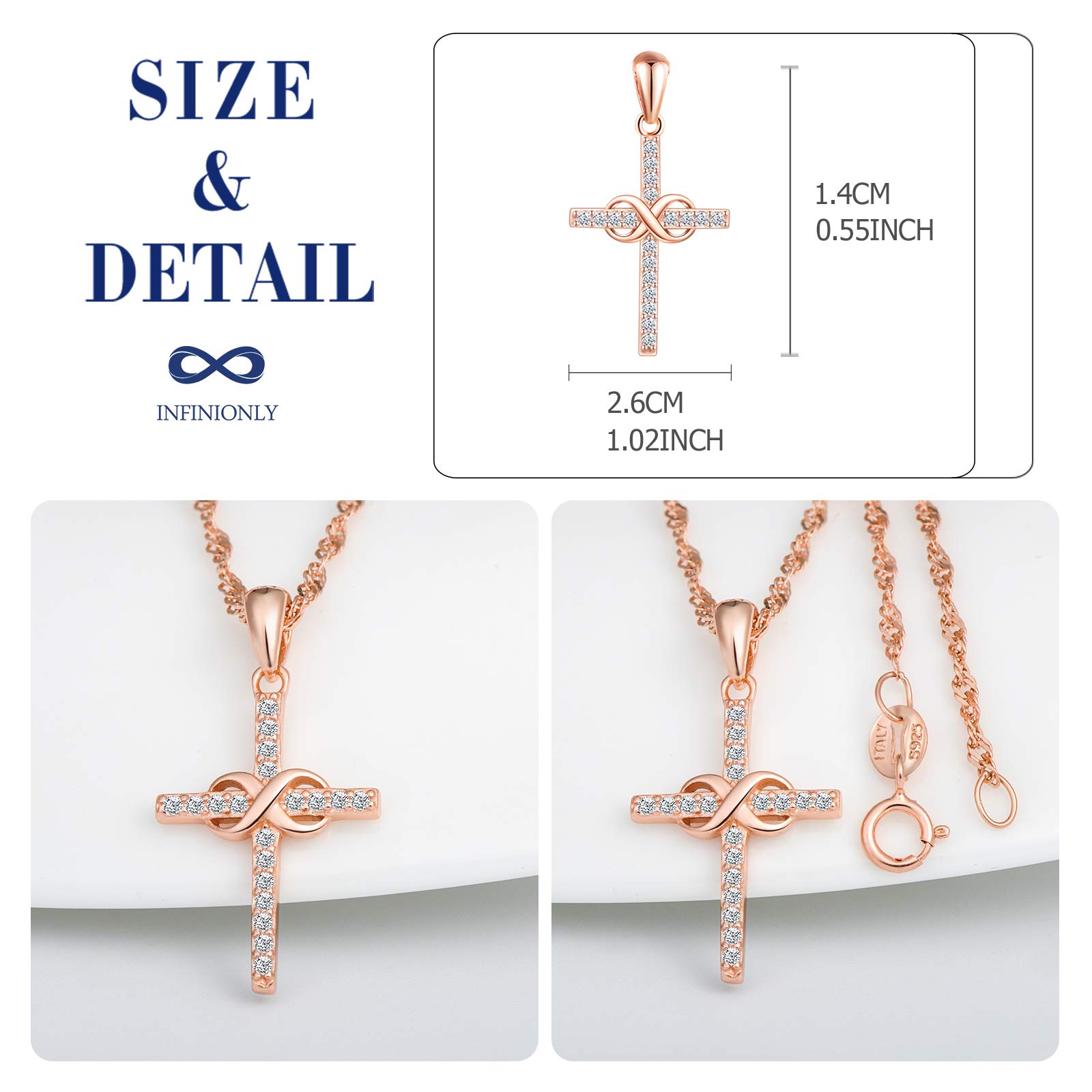 Infinionly Fashion Collana Argento 925 Oro Rosa Infinito