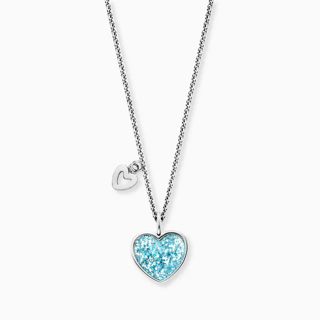 Engelsrufer Kinder Cuore Glitter Blu collana acciaio smalto