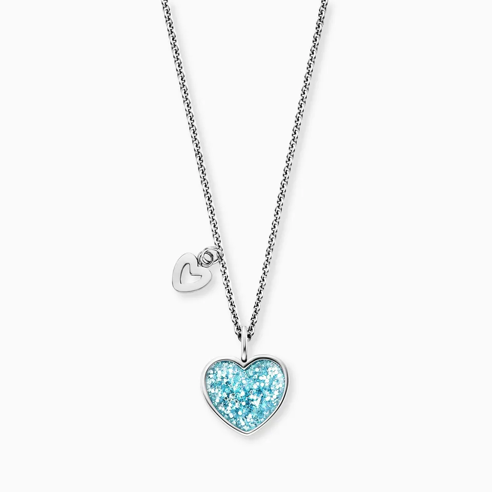 Engelsrufer Kinder Cuore Glitter Blu collana acciaio smalto