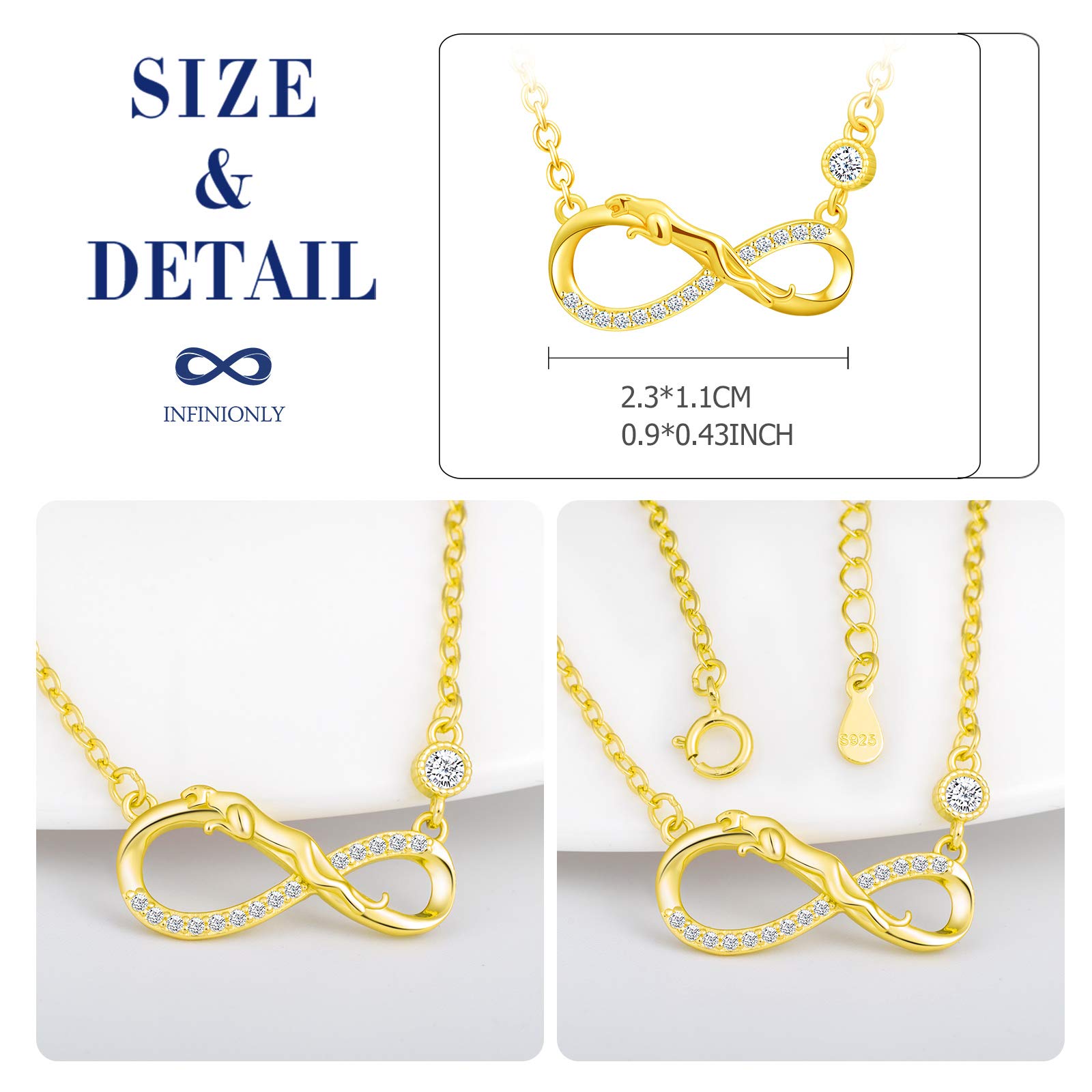 INFINIONLY Fashion Collana oro infinito leopardo zirconi