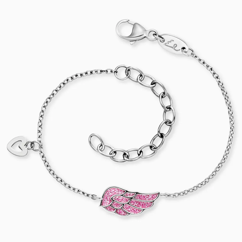 Engelsrufer bimba bracciale acciaio ala glitter smalto