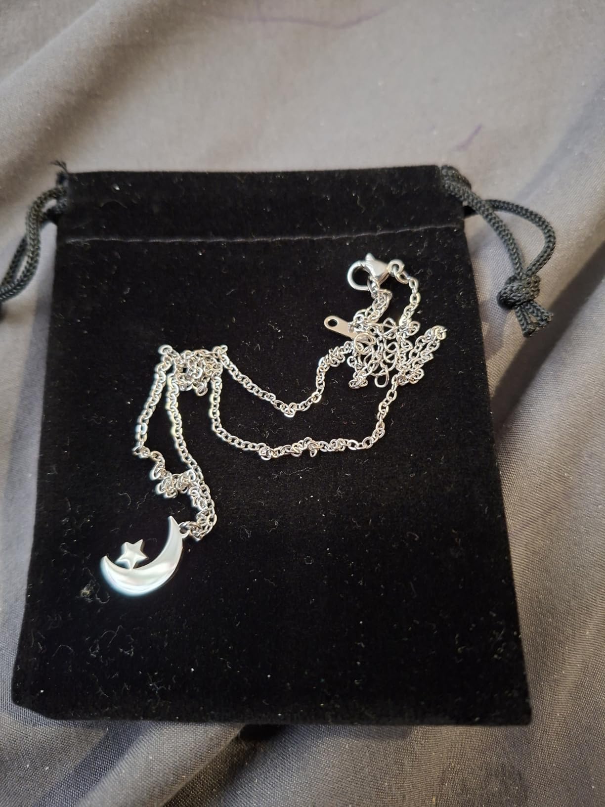 EUEAVAN Necklaces Collana Luna Stella Argento Acciaio