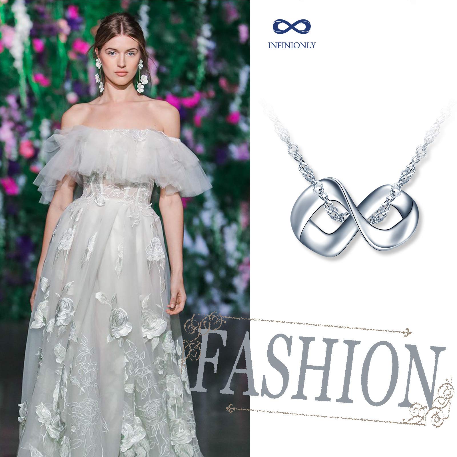 INFINIONLY Fashion Collana argento 925 infinito asimmetrico