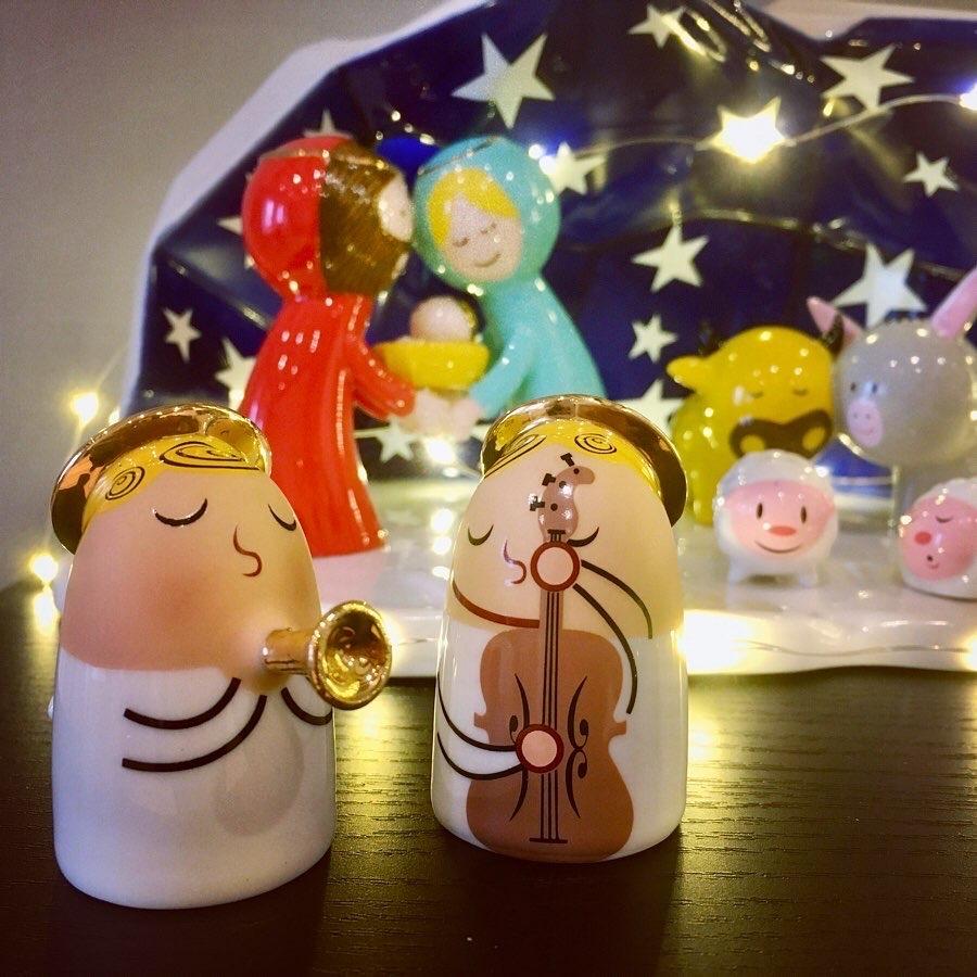 Alessi Angels Band AMGI26 statuine porcellana presepe 5 cm
