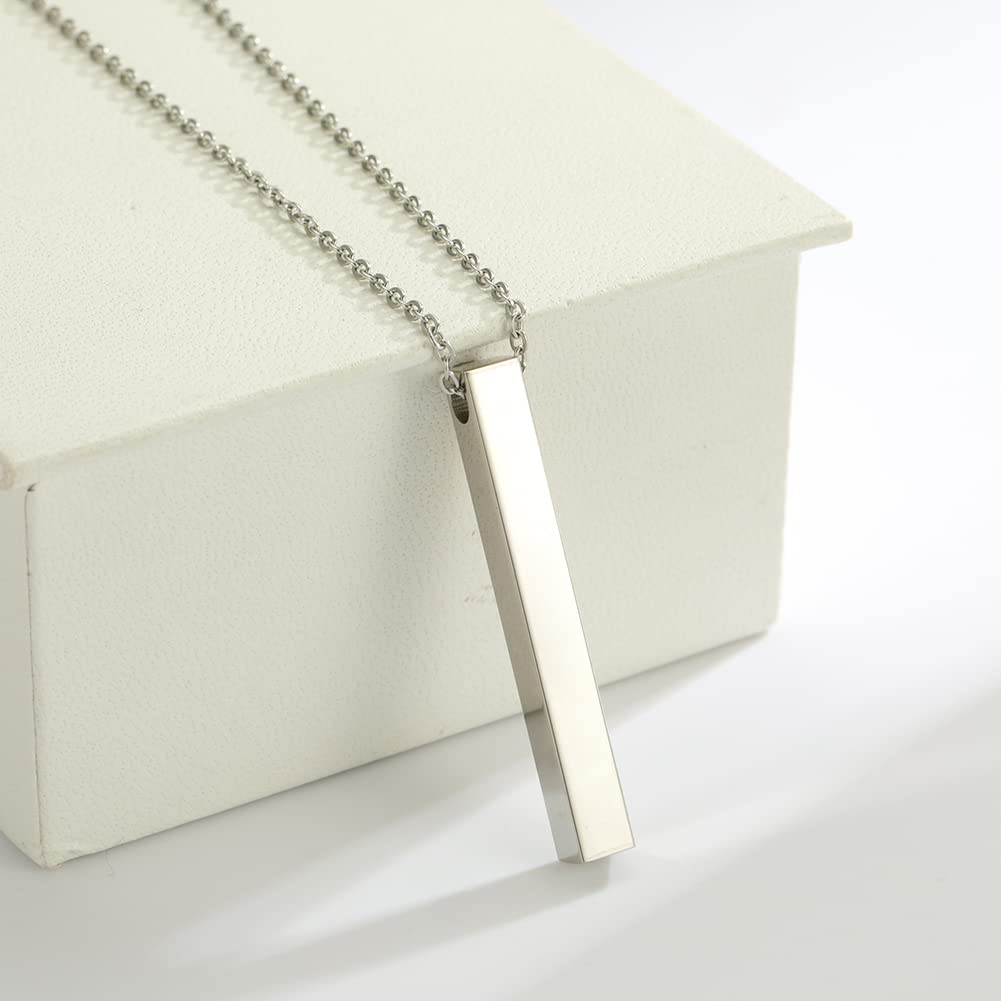 EUEAVAN Necklaces collana barra acciaio 60cm argento
