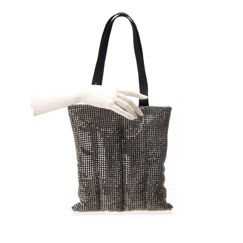Chic Ad Hoc Pochette shopper L cristalli argento brunito