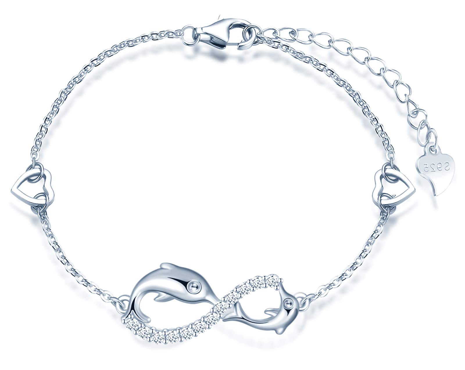 Infinionly B-diamante bracciale argento 925 infinito delfino zircone