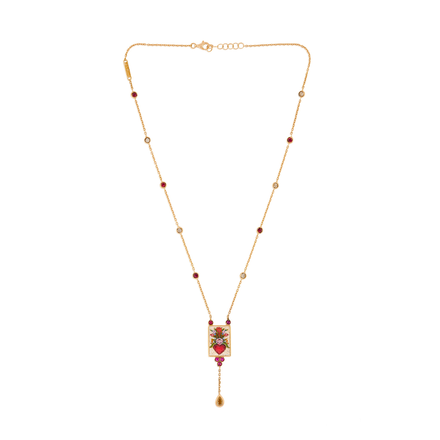 Le Sibille Flower Heart Collana oro 18ct rubini diamanti