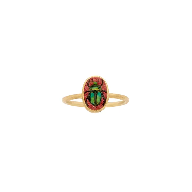 Le Sibille Scarabeo Anello oro mosaico portafortuna