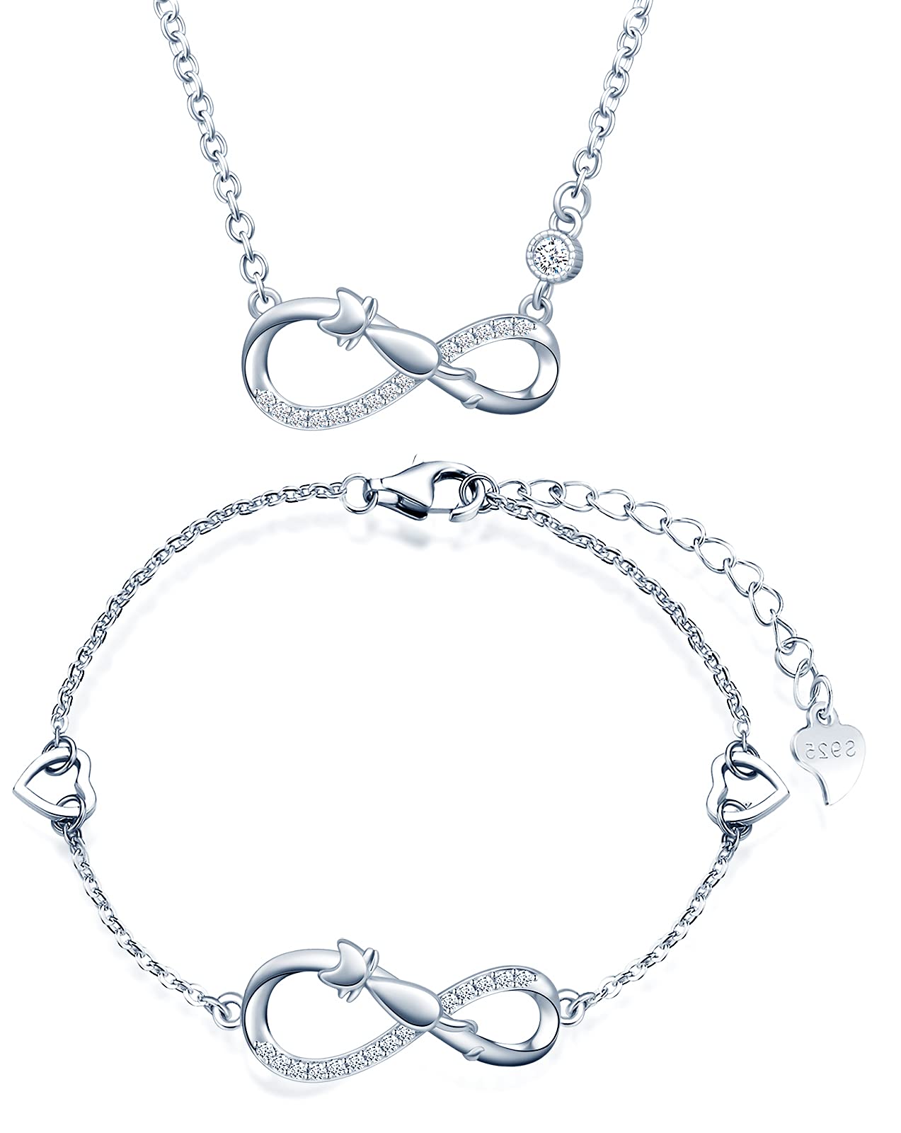 Infinionly parure A collana bracciale orecchini argento