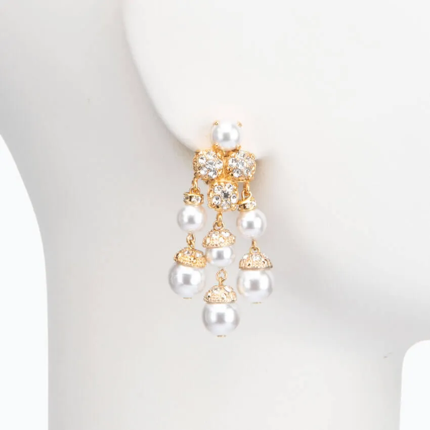 Chic Ad Hoc Orecchini clip perle oro cristalli