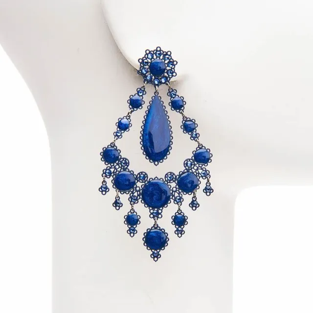 Chic Ad Hoc Orecchini chandelier perno gocce blu notte